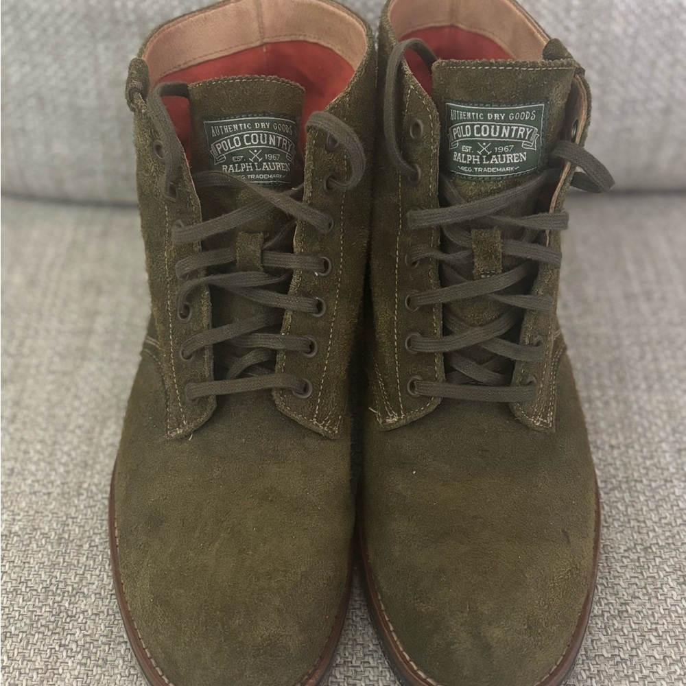 Olive Green suede Ralph Lauren Polo Men's Boots size 10
